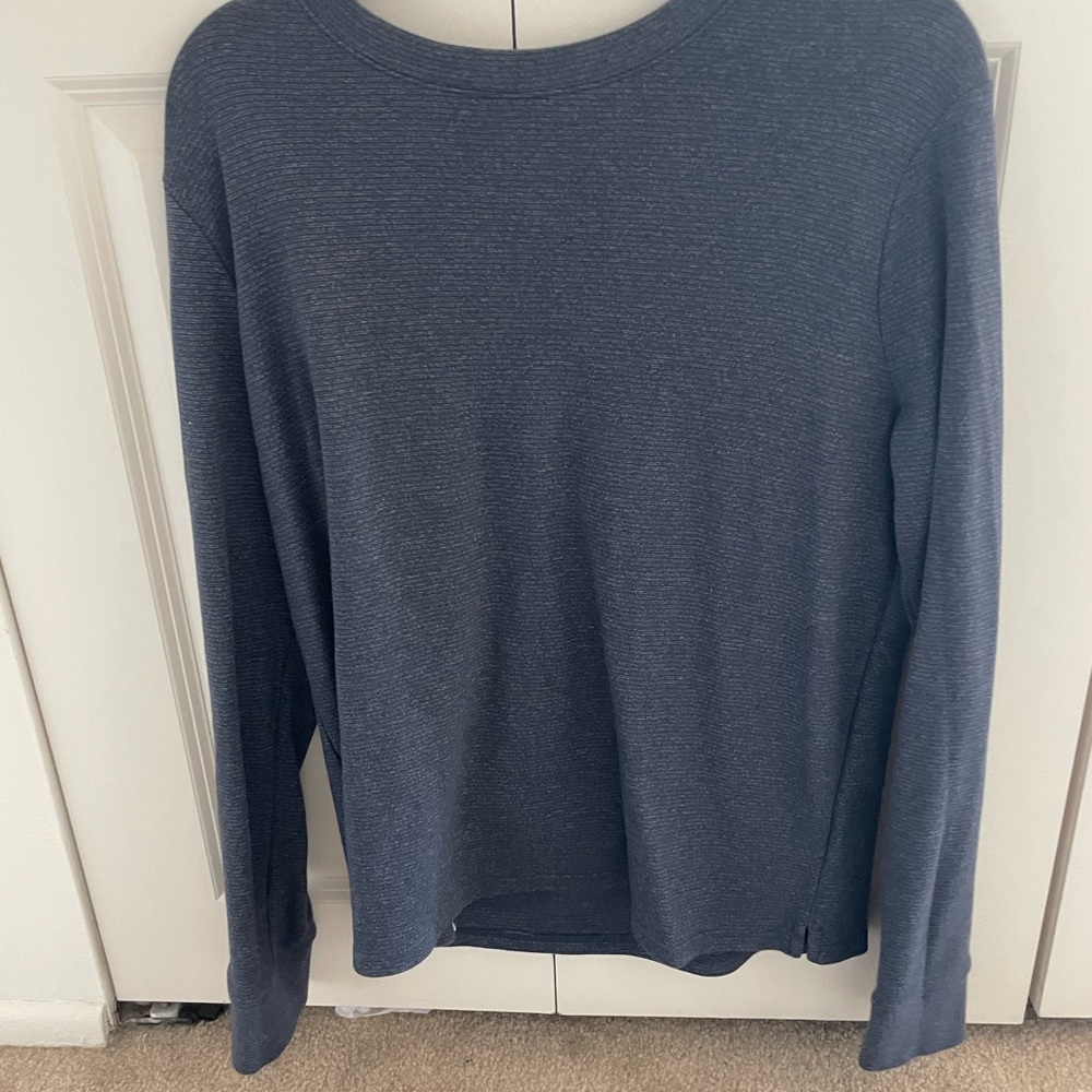 Express Long Sleeve Striped T Shirt in Navy Size Medium